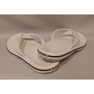 CROCS Womens Mens White Crocband Flip Flop Sandals Size W/10 M/8